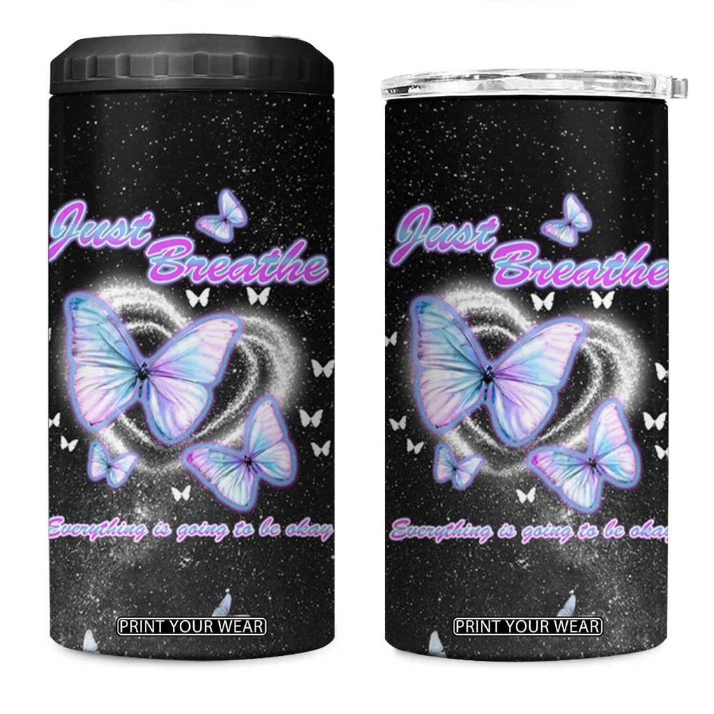 Suicide Prevention Awareness 4 in 1 Can Cooler Tumbler Teal Purple Butterfly Just Breathe Everything Is Going To Be Okay TB10 One Size: 16 oz Black Print Your Wear