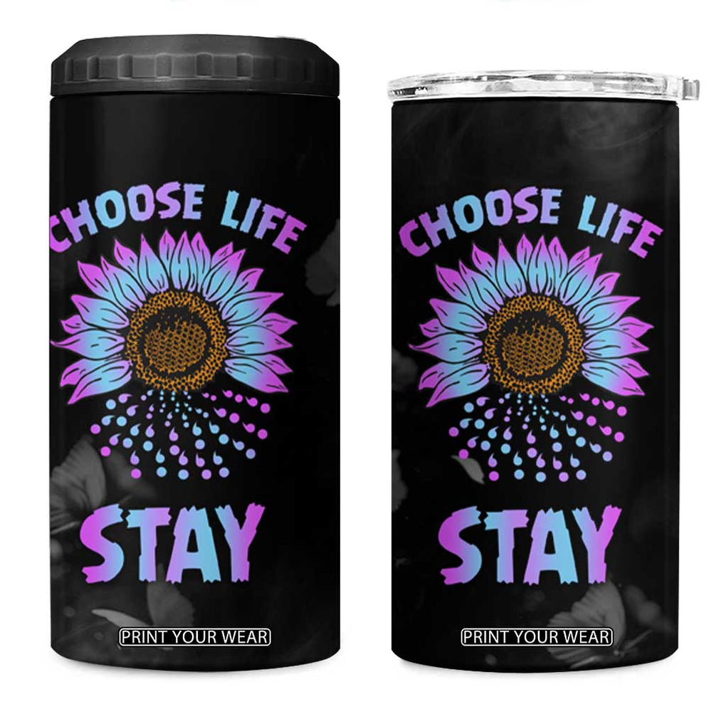 Suicide Prevention Awareness 4 in 1 Can Cooler Tumbler Teal Purple Sunflower Choose Life Stay Therapist Psychologist TB10 One Size: 16 oz Black Print Your Wear