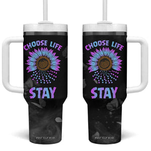 Suicide Prevention Awareness Tumbler With Handle Teal Purple Sunflower Choose Life Stay Therapist Psychologist TB10 One Size: 40 oz Black Print Your Wear