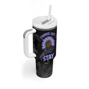 Suicide Prevention Awareness Tumbler With Handle Teal Purple Sunflower Choose Life Stay Therapist Psychologist TB10 Print Your Wear