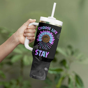 Suicide Prevention Awareness Tumbler With Handle Teal Purple Sunflower Choose Life Stay Therapist Psychologist TB10 Print Your Wear