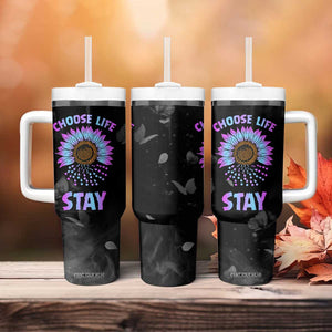 Suicide Prevention Awareness Tumbler With Handle Teal Purple Sunflower Choose Life Stay Therapist Psychologist TB10 Print Your Wear