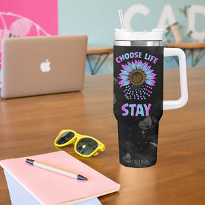 Suicide Prevention Awareness Tumbler With Handle Teal Purple Sunflower Choose Life Stay Therapist Psychologist TB10 Print Your Wear