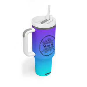 Suicide Prevention Awareness Tumbler With Handle Teal Purple Semicolon Stay Positive Saying Inspirational Gifts TB10 Print Your Wear