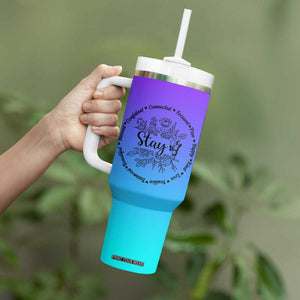 Suicide Prevention Awareness Tumbler With Handle Teal Purple Semicolon Stay Positive Saying Inspirational Gifts TB10 Print Your Wear