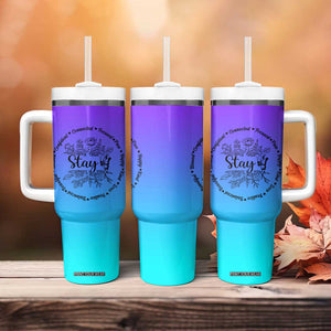 Suicide Prevention Awareness Tumbler With Handle Teal Purple Semicolon Stay Positive Saying Inspirational Gifts TB10 Print Your Wear