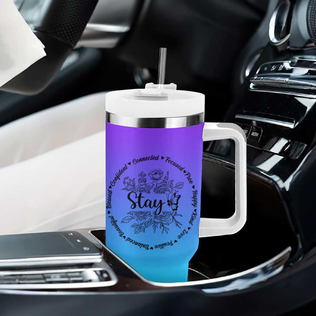 Suicide Prevention Awareness Tumbler With Handle Teal Purple Semicolon Stay Positive Saying Inspirational Gifts TB10 Print Your Wear