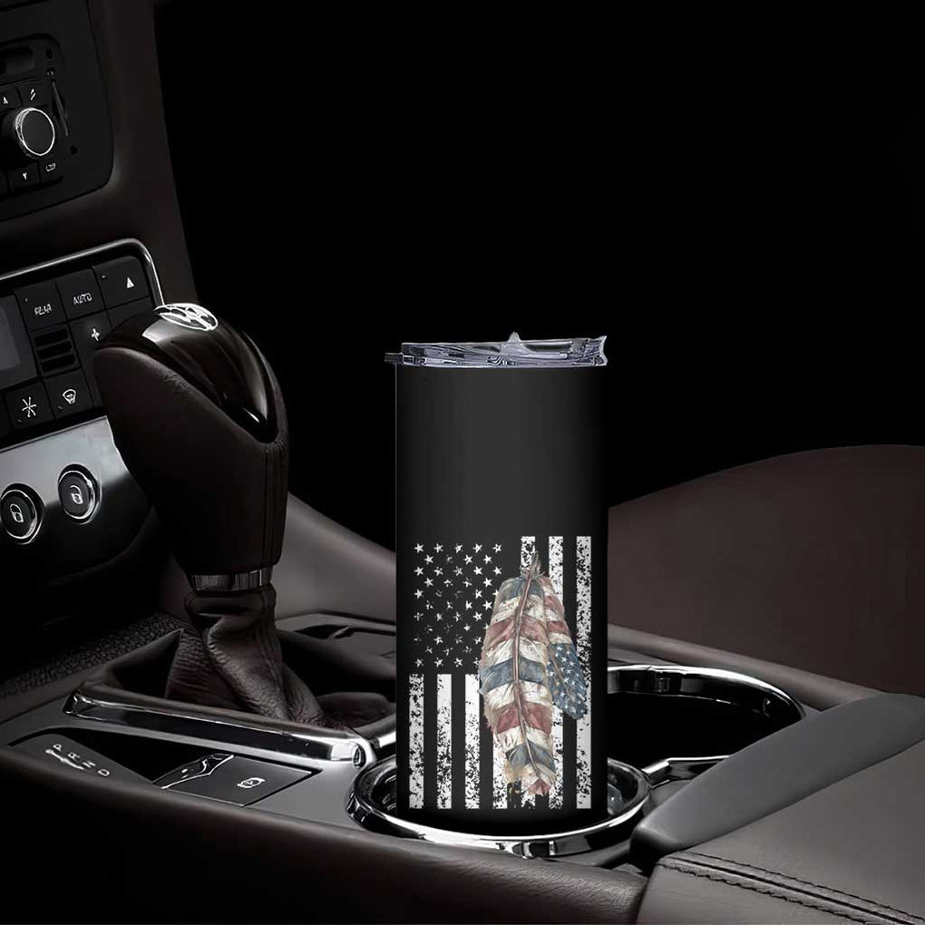 Native American Culture Skinny Tumbler Strong Indigenous Women Feathers USA Flag TB10 Print Your Wear