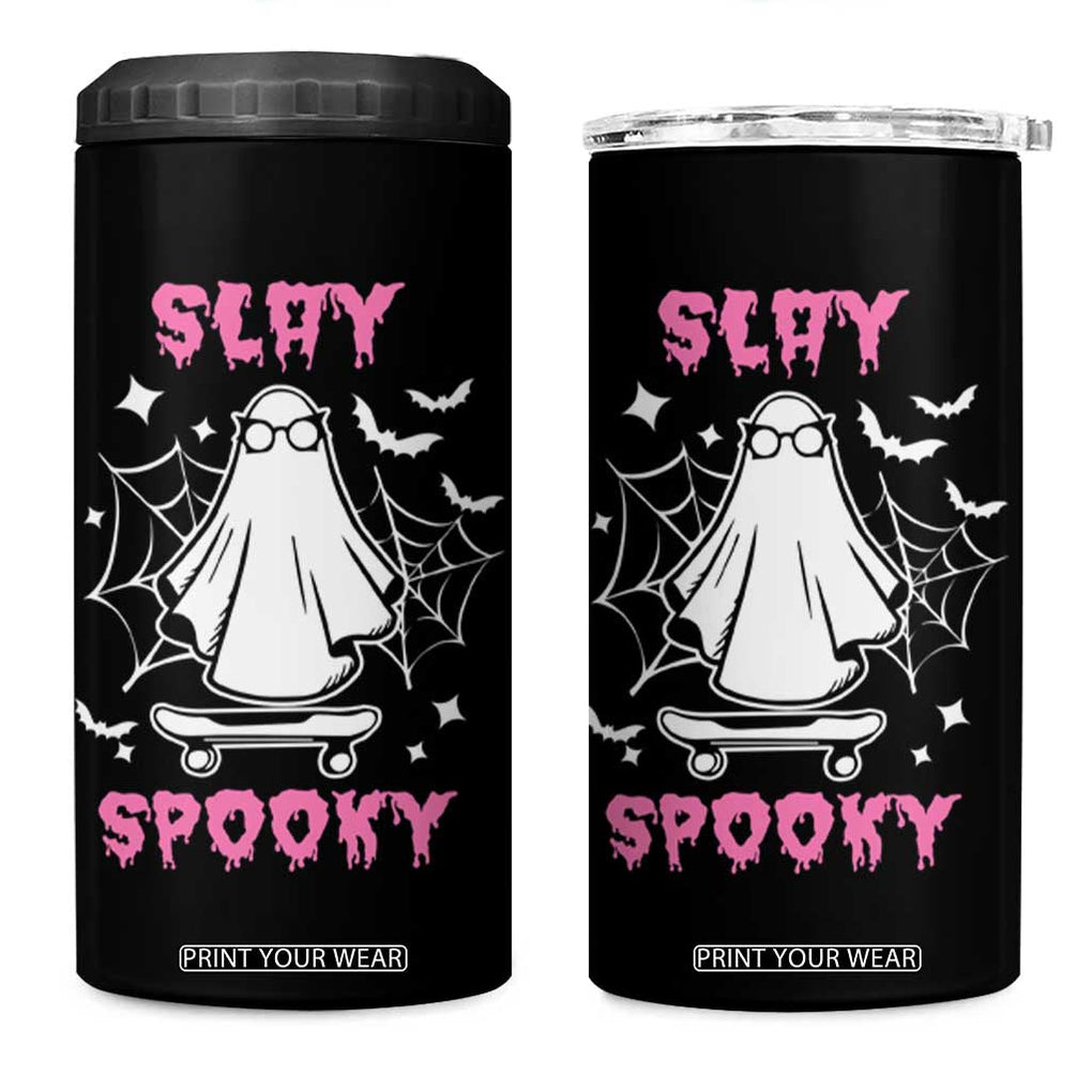 Halloween Ghost Slay Spooky Face 4 in 1 Can Cooler Tumbler Pink Ghosts Funny Decoration Horror Gift TB10 One Size: 16 oz Black Print Your Wear