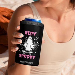 Halloween Ghost Slay Spooky Face 4 in 1 Can Cooler Tumbler Pink Ghosts Funny Decoration Horror Gift TB10 Print Your Wear