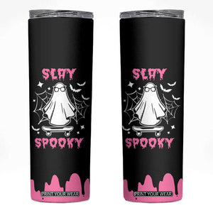 Halloween Ghost Slay Spooky Face Skinny Tumbler Pink Ghosts Funny Decoration Horror Gift TB10 Black Print Your Wear