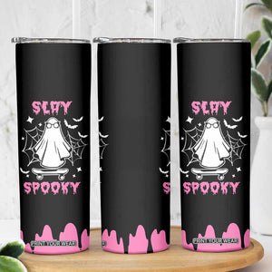 Halloween Ghost Slay Spooky Face Skinny Tumbler Pink Ghosts Funny Decoration Horror Gift TB10 Print Your Wear