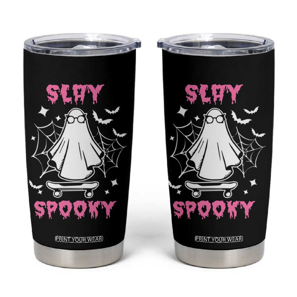 Halloween Ghost Slay Spooky Face Tumbler Cup Pink Ghosts Funny Decoration Horror Gift TB10 Black Print Your Wear