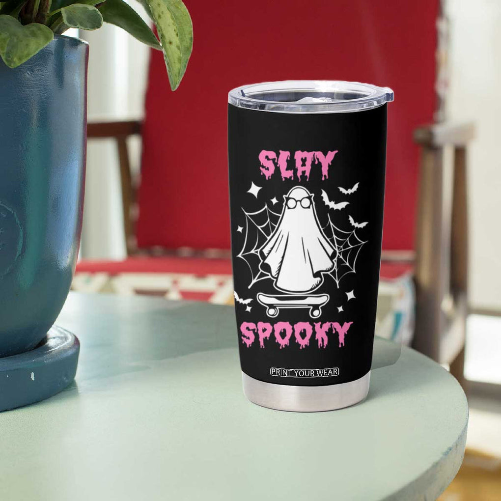 Halloween Ghost Slay Spooky Face Tumbler Cup Pink Ghosts Funny Decoration Horror Gift TB10 Print Your Wear