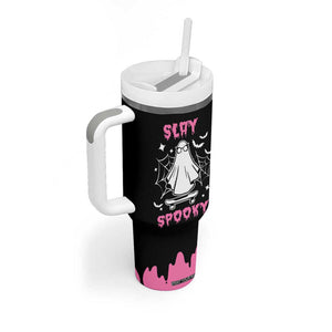 Halloween Ghost Slay Spooky Face Tumbler With Handle Pink Ghosts Funny Decoration Horror Gift TB10 Print Your Wear