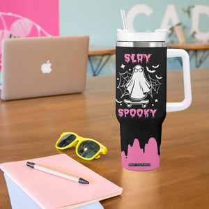 Halloween Ghost Slay Spooky Face Tumbler With Handle Pink Ghosts Funny Decoration Horror Gift TB10 Print Your Wear