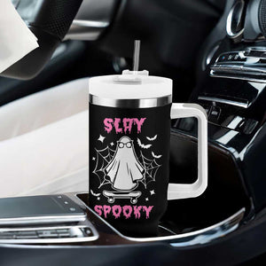 Halloween Ghost Slay Spooky Face Tumbler With Handle Pink Ghosts Funny Decoration Horror Gift TB10 Print Your Wear