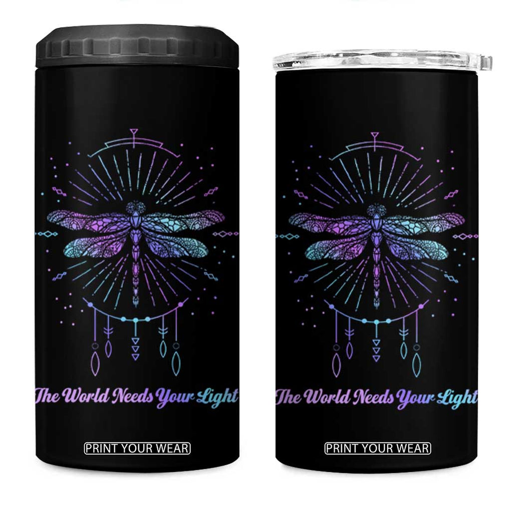 Suicide Prevention Awareness 4 in 1 Can Cooler Tumbler Teal Purple Dragonfly The World Needs You Light TB10 One Size: 16 oz Black Print Your Wear