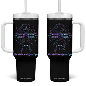 Suicide Prevention Awareness Tumbler With Handle Teal Purple Dragonfly The World Needs You Light TB10 One Size: 40 oz Black Print Your Wear