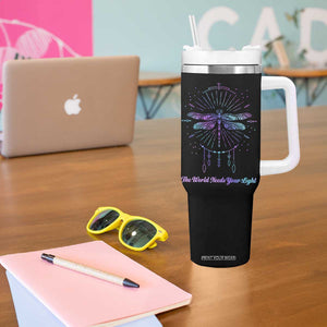 Suicide Prevention Awareness Tumbler With Handle Teal Purple Dragonfly The World Needs You Light TB10 Print Your Wear