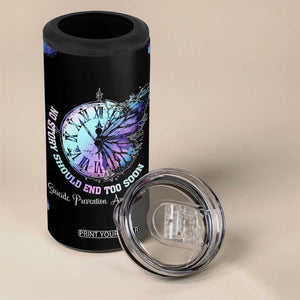 Suicide Prevention Awareness 4 in 1 Can Cooler Tumbler Teal Purple Butterfly No Story Should End Too Soon TB10 Print Your Wear