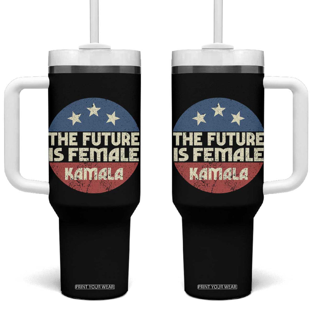 Harris 2024 Election Tumbler With Handle The Future Is Female Kamala Madam President TB10 One Size: 40 oz Black Print Your Wear