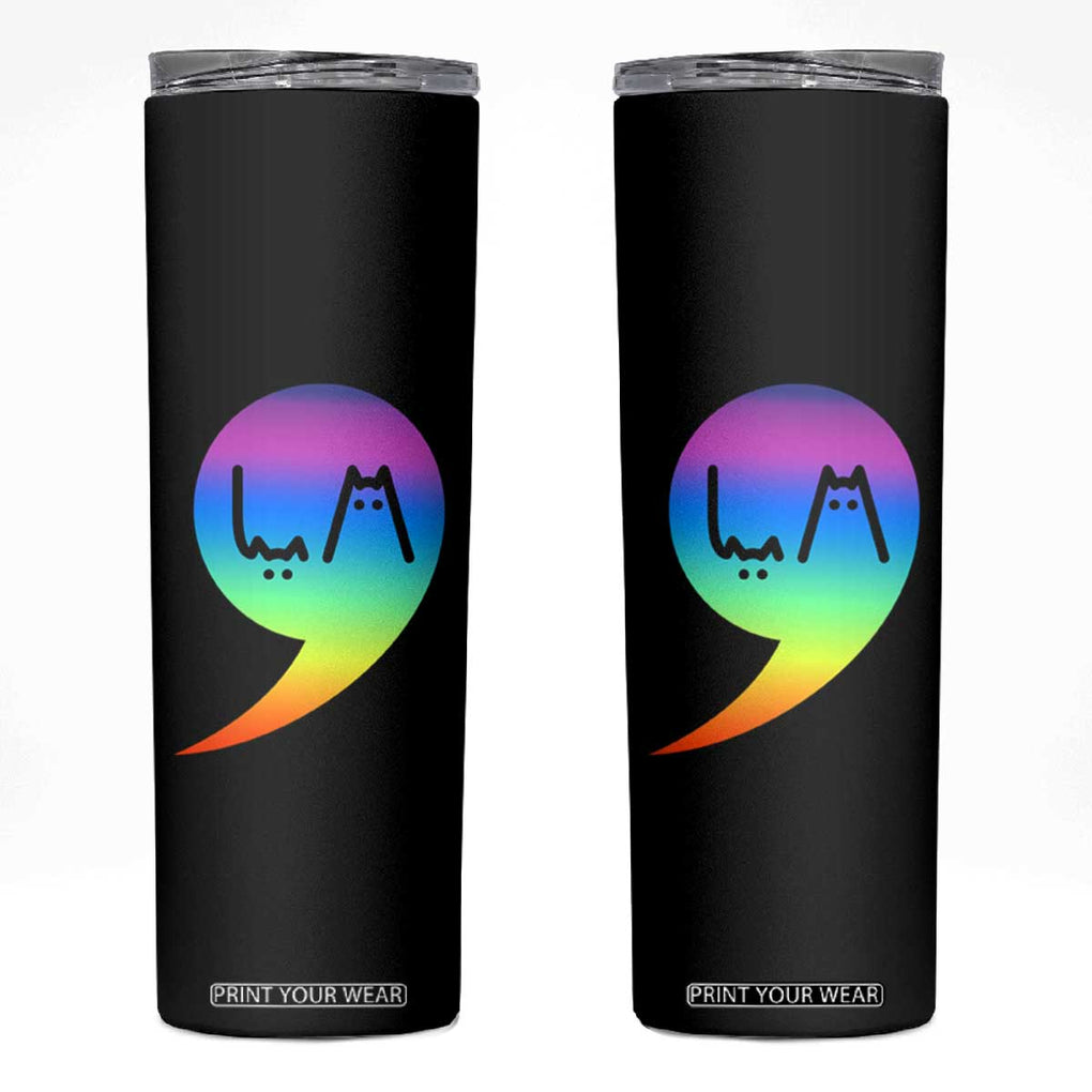 Harris Kamala 2024 Election Skinny Tumbler Comma-La Funny Cat Ladies Vote Blue Madam President TB10 Black Print Your Wear