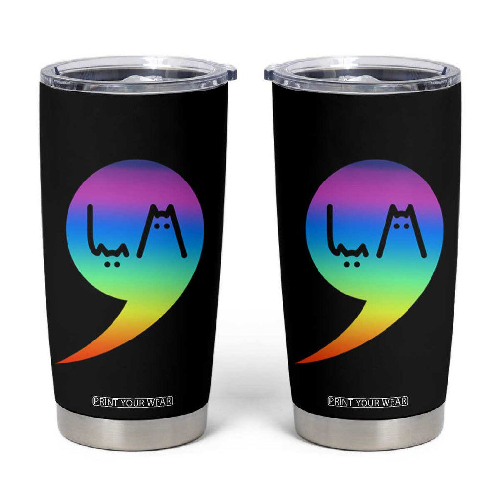 Harris Kamala 2024 Election Tumbler Cup Comma-La Funny Cat Ladies Vote Blue Madam President TB10 Black Print Your Wear