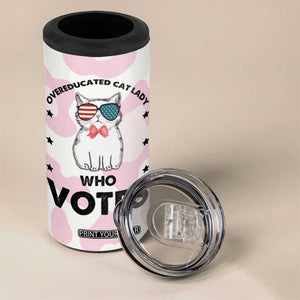 Overeducated Cat Lady Vote for Kamala President 4 in 1 Can Cooler Tumbler Funny Kitty Harris 2024 TB10 Print Your Wear