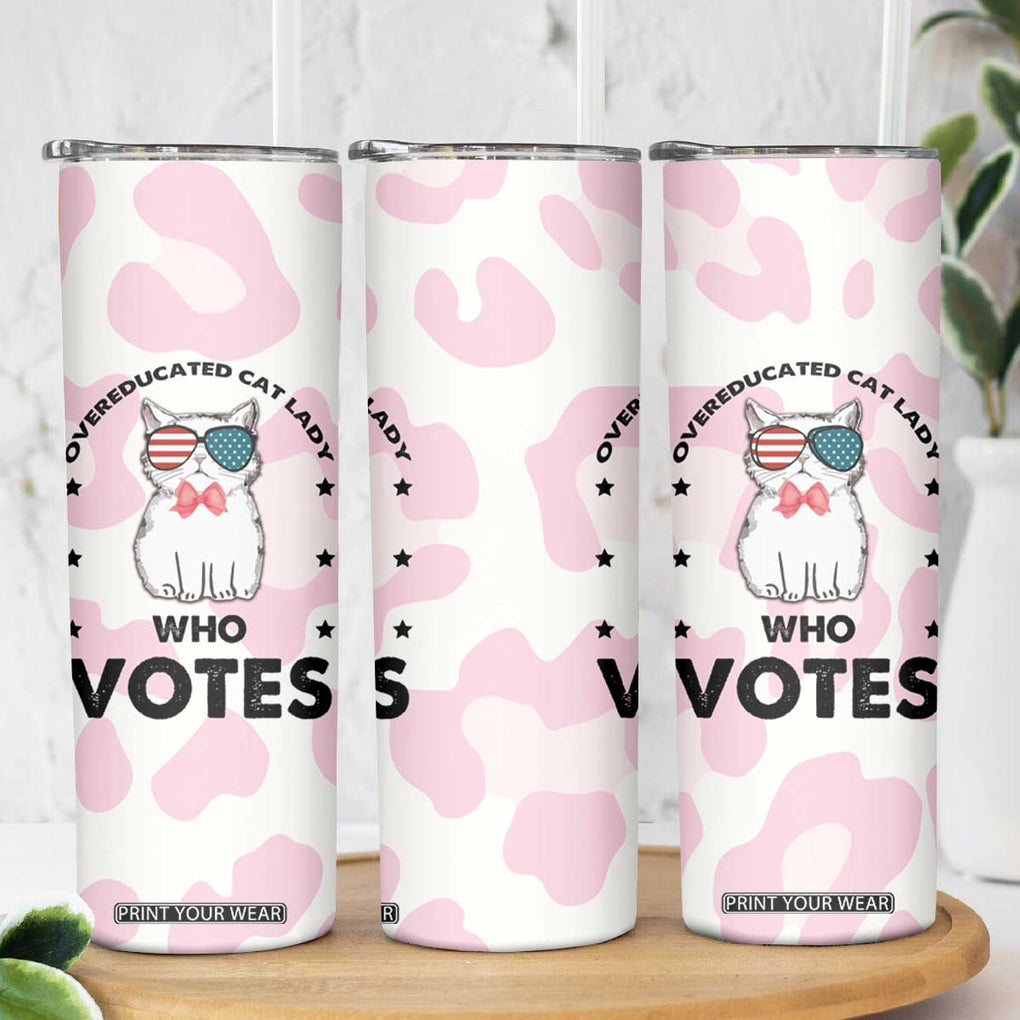 Overeducated Cat Lady Vote for Kamala President Skinny Tumbler Funny Kitty Harris 2024 TB10 Print Your Wear