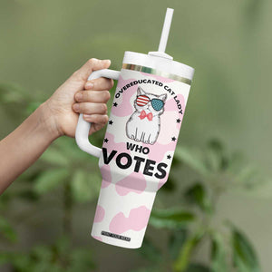 Overeducated Cat Lady Vote for Kamala President Tumbler With Handle Funny Kitty Harris 2024 TB10 Print Your Wear