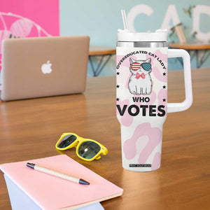 Overeducated Cat Lady Vote for Kamala President Tumbler With Handle Funny Kitty Harris 2024 TB10 Print Your Wear