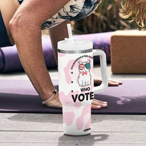 Overeducated Cat Lady Vote for Kamala President Tumbler With Handle Funny Kitty Harris 2024 TB10 Print Your Wear