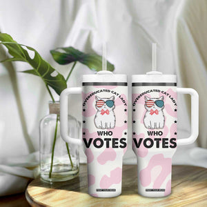 Overeducated Cat Lady Vote for Kamala President Tumbler With Handle Funny Kitty Harris 2024 TB10 Print Your Wear