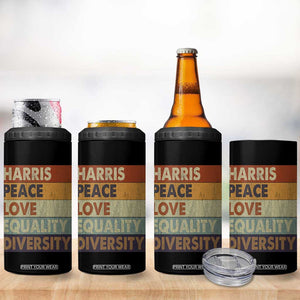 Harris 2024 4 in 1 Can Cooler Tumbler Peace Love Equality Hope Diversity Human Rights Retro TB10 Print Your Wear