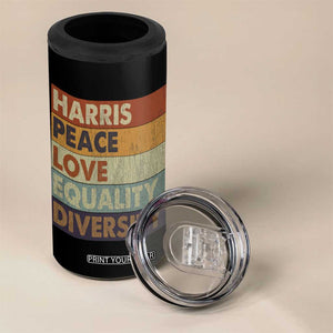 Harris 2024 4 in 1 Can Cooler Tumbler Peace Love Equality Hope Diversity Human Rights Retro TB10 Print Your Wear