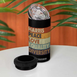 Harris 2024 4 in 1 Can Cooler Tumbler Peace Love Equality Hope Diversity Human Rights Retro TB10 Print Your Wear