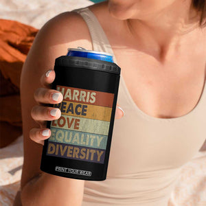 Harris 2024 4 in 1 Can Cooler Tumbler Peace Love Equality Hope Diversity Human Rights Retro TB10 Print Your Wear