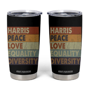 Harris 2024 Tumbler Cup Peace Love Equality Hope Diversity Human Rights Retro TB10 Black Print Your Wear