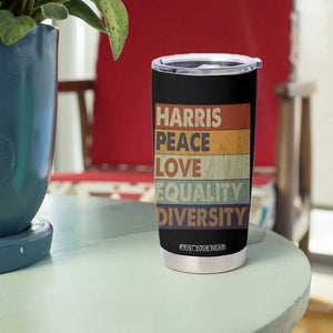 Harris 2024 Tumbler Cup Peace Love Equality Hope Diversity Human Rights Retro TB10 Print Your Wear