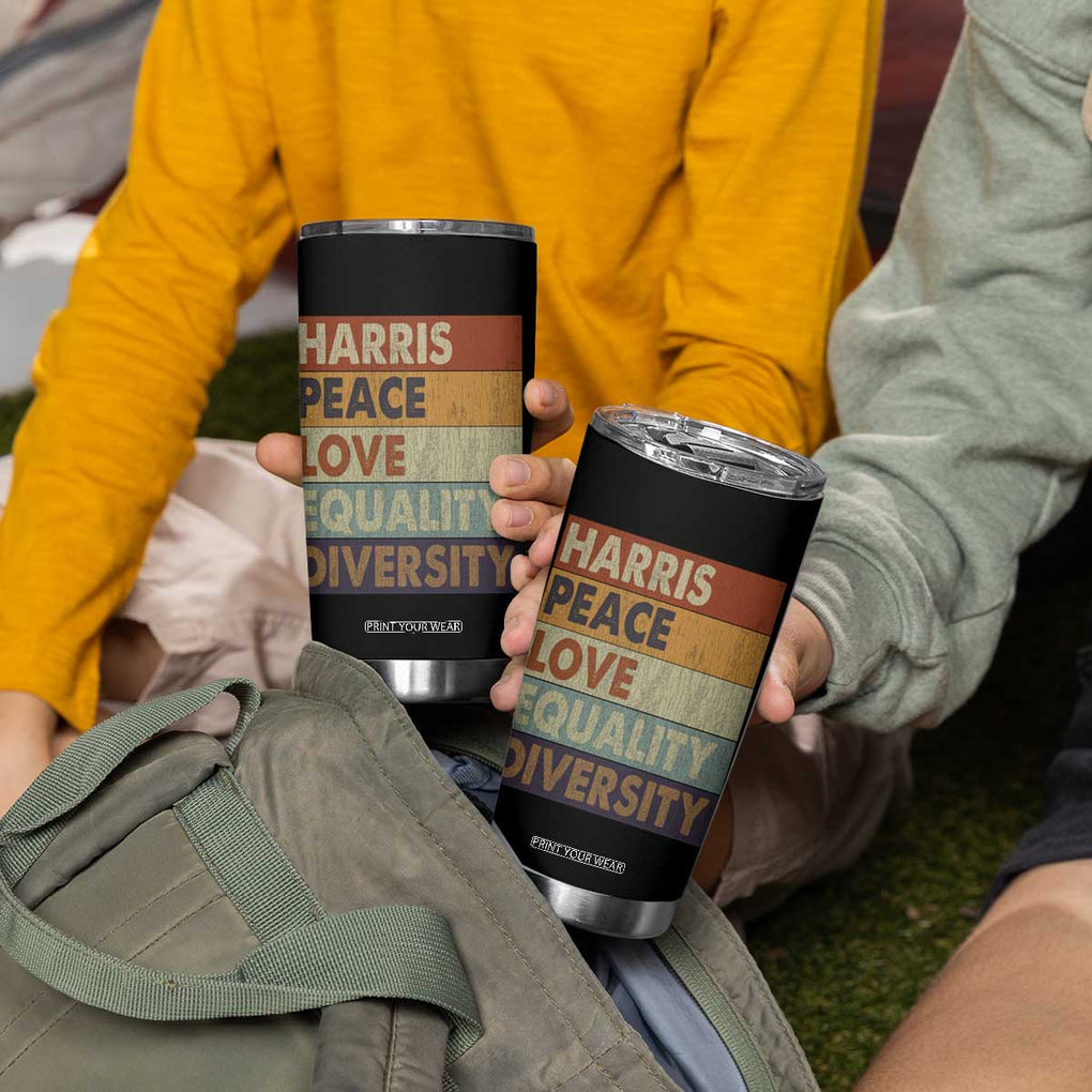 Harris 2024 Tumbler Cup Peace Love Equality Hope Diversity Human Rights Retro TB10 Print Your Wear