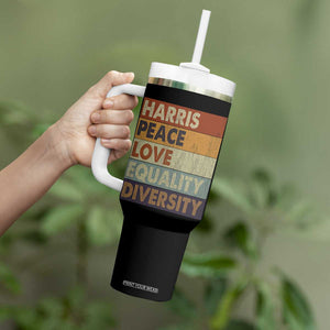 Harris 2024 Tumbler With Handle Peace Love Equality Hope Diversity Human Rights Retro TB10 Print Your Wear