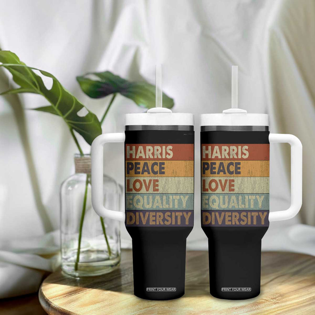 Harris 2024 Tumbler With Handle Peace Love Equality Hope Diversity Human Rights Retro TB10 Print Your Wear