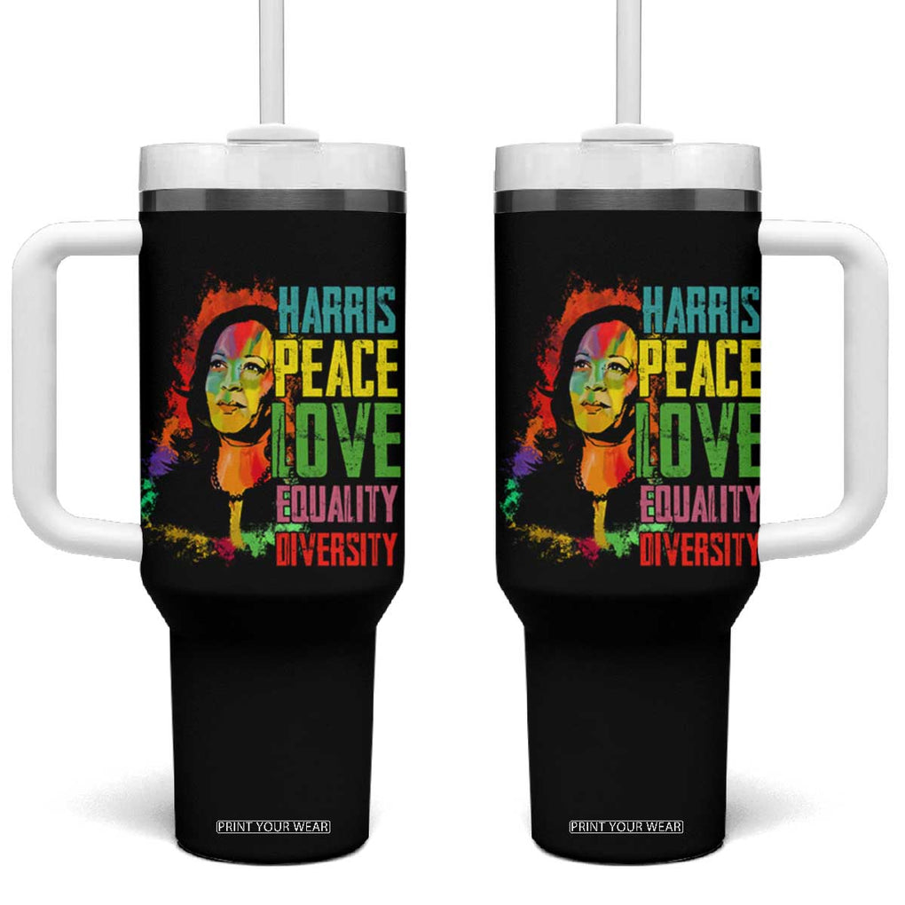 Harris 2024 Madam President Tumbler With Handle Peace Love Equality Hope Diversity Human Rights Womens & Gay LGBTQ+ Pride TB10 One Size: 40 oz Black Print Your Wear