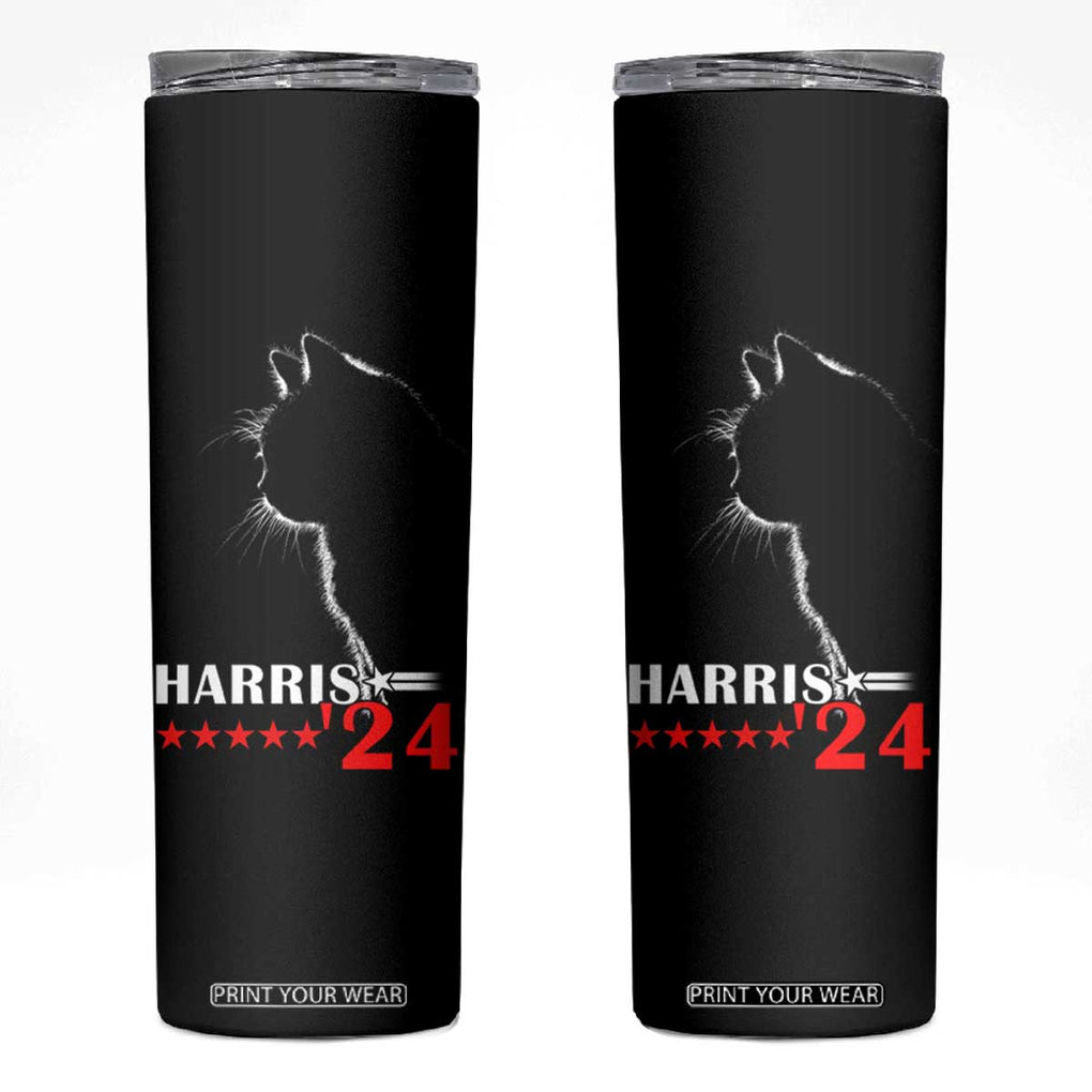 Harris 2024 Skinny Tumbler Cat Lady Ladies for Kamala Madam President TB10 Black Print Your Wear