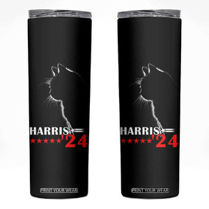 Harris 2024 Skinny Tumbler Cat Lady Ladies for Kamala Madam President TB10 Black Print Your Wear