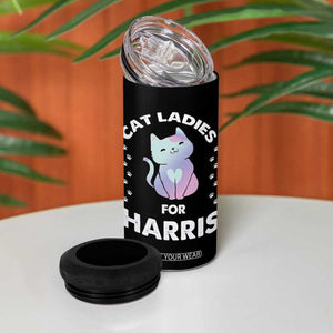 Harris 2024 4 in 1 Can Cooler Tumbler Cat Lady For Kamala Fans Madam President TB10 Print Your Wear