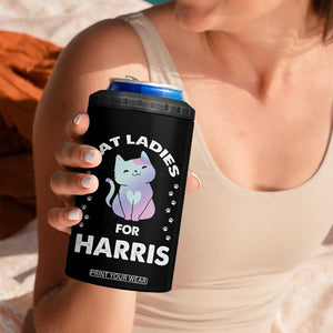 Harris 2024 4 in 1 Can Cooler Tumbler Cat Lady For Kamala Fans Madam President TB10 Print Your Wear