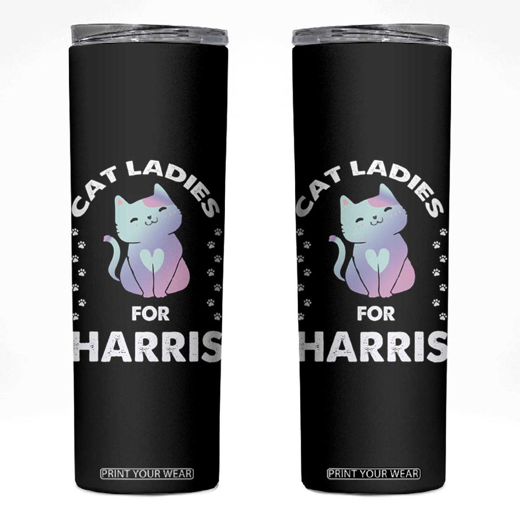 Harris 2024 Skinny Tumbler Cat Lady For Kamala Fans Madam President TB10 Black Print Your Wear