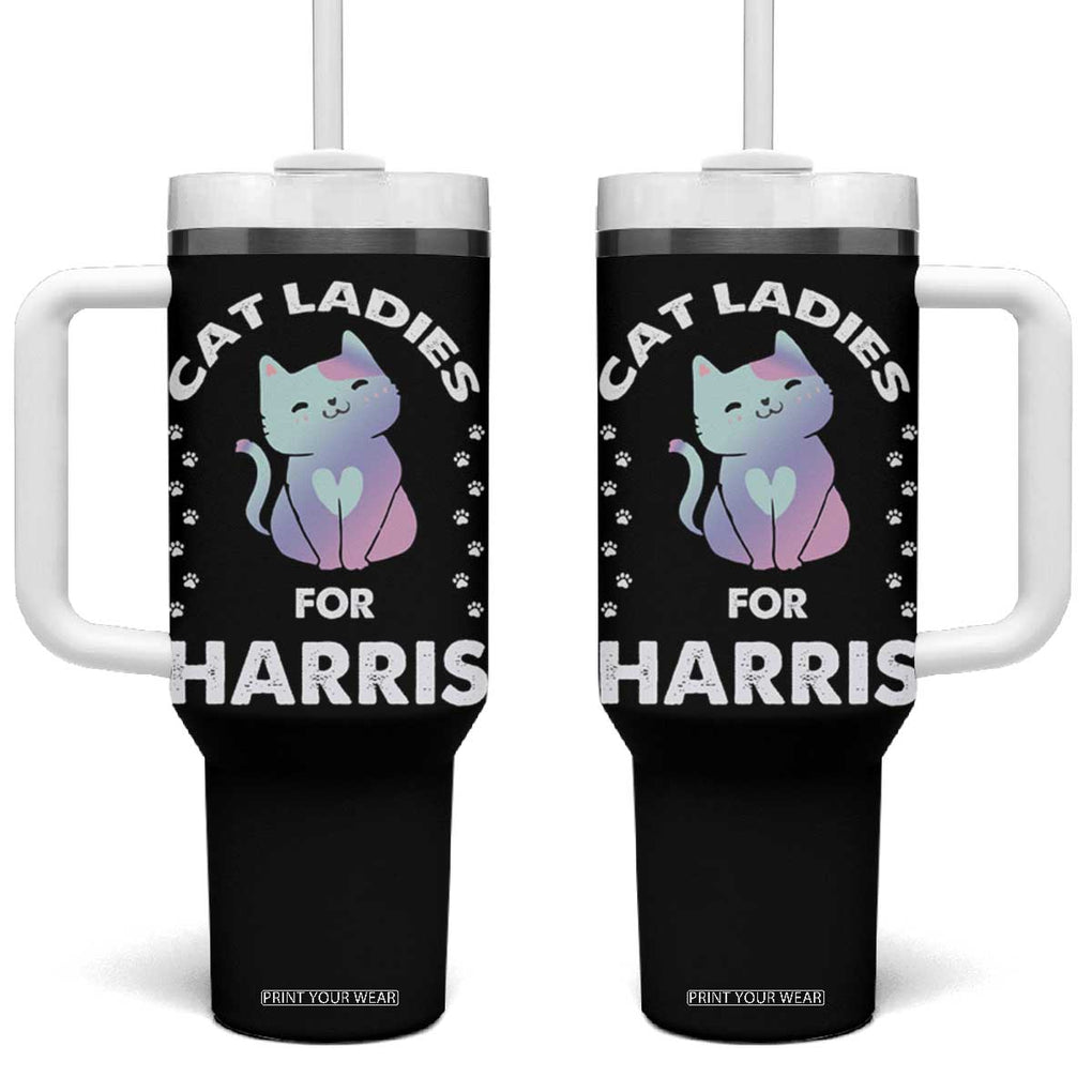 Harris 2024 Tumbler With Handle Cat Lady For Kamala Fans Madam President TB10 One Size: 40 oz Black Print Your Wear